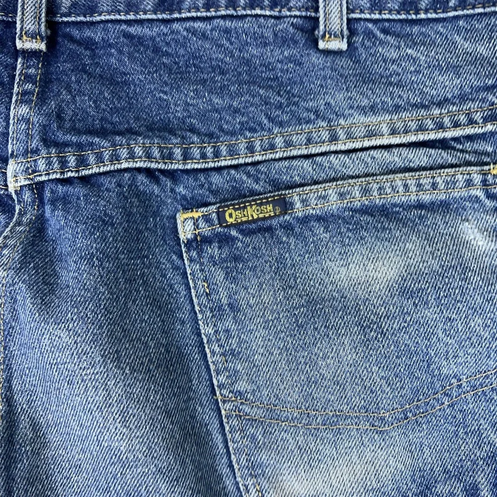 Vintage OshKosh Bgosh Jeans Mens 38x32 Blue Flannel Lined Plaid Straight Leg USA